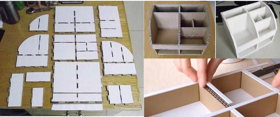 Làm kệ sách với bìa carton - Mẫu 1